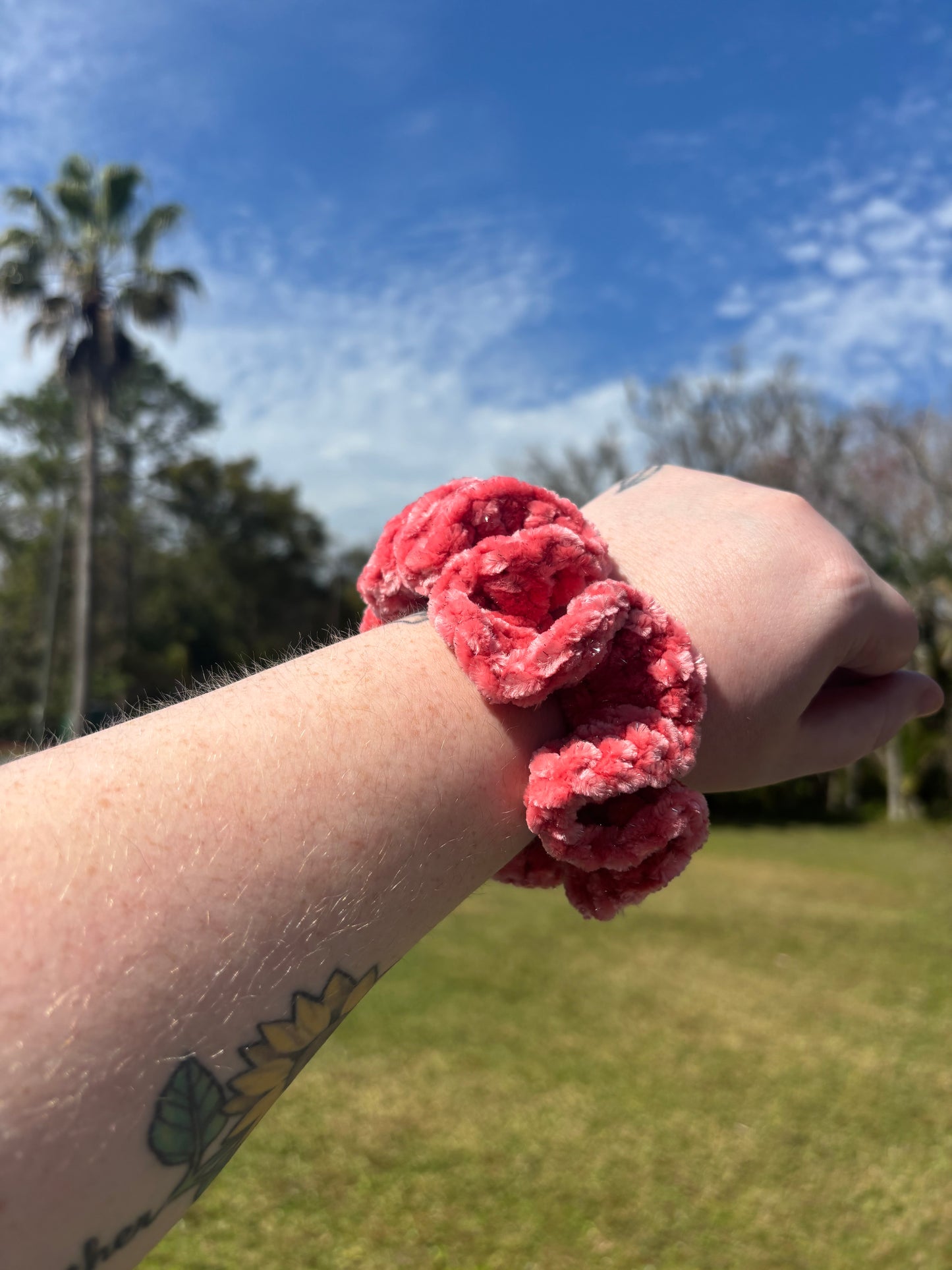 Coral Haze Sparkly Scrunchie