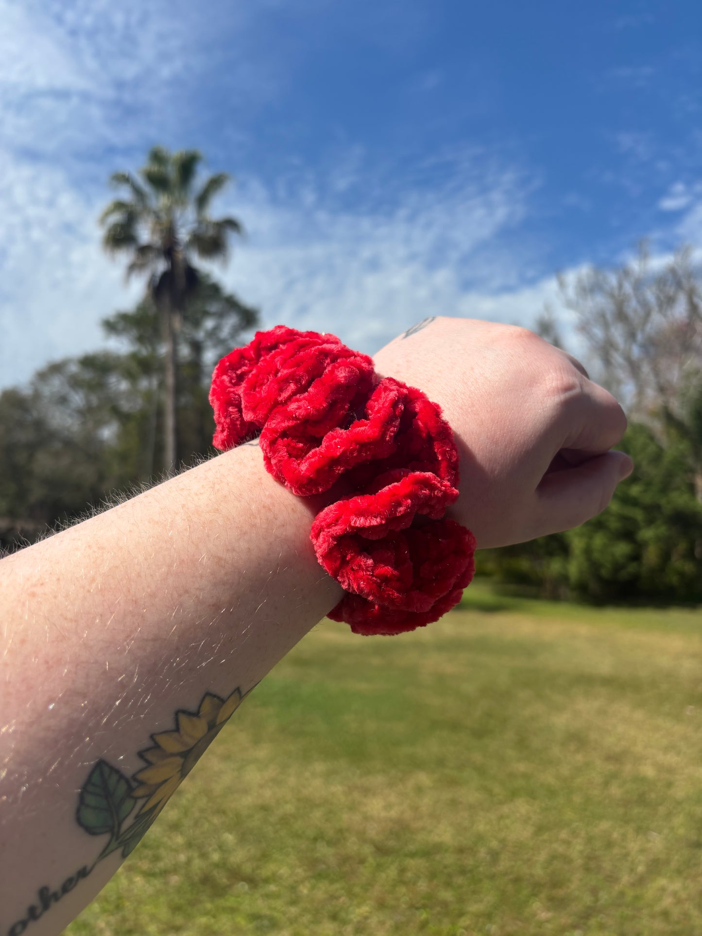 Fire Red Sparkly Scrunchie