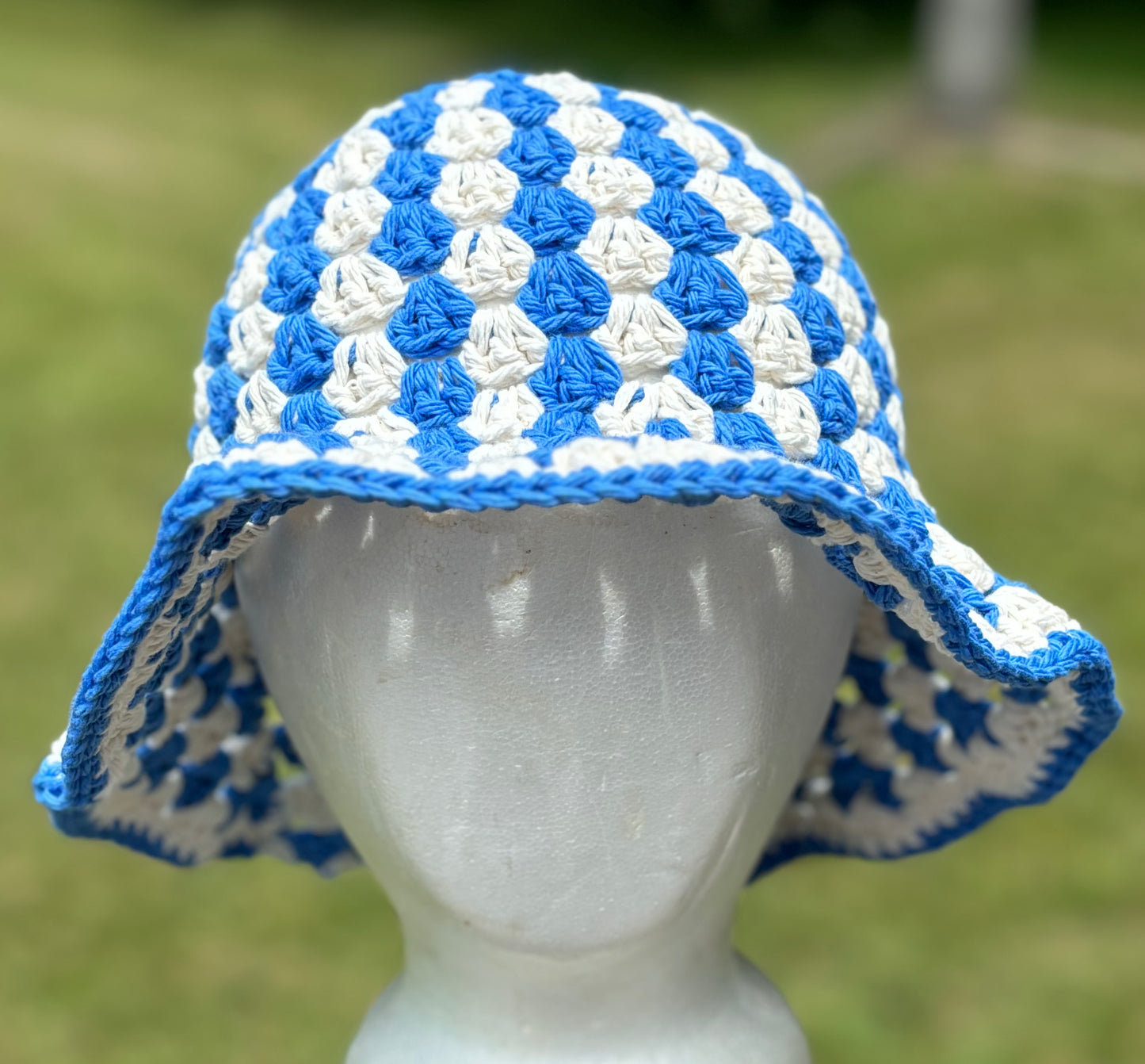 Blue Checkered Bucket Hat