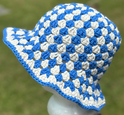 Blue Checkered Bucket Hat