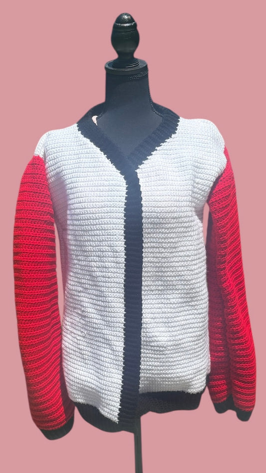 Devils Inspired Hockey Cardigan L/XL
